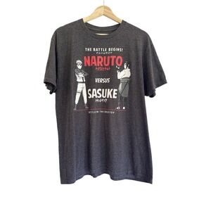 Naruto Shippuden Naruto Versus Sasuke Battle on the‎ Rooftop Gray Tshirt Size L